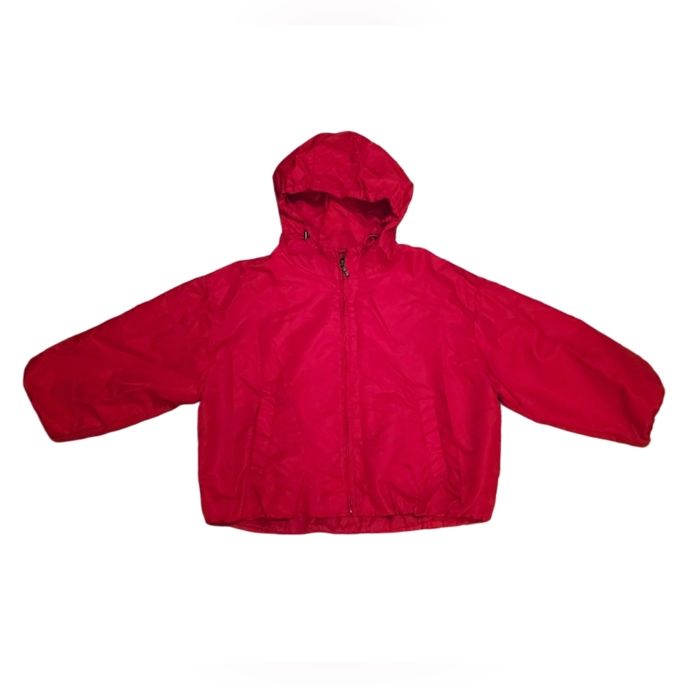 Nautica Women's Red Hooded Rain Jacket Windbreaker XL